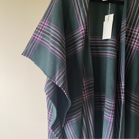 NWT A New Day Plaid Fringe Poncho - Picture 7 of 8